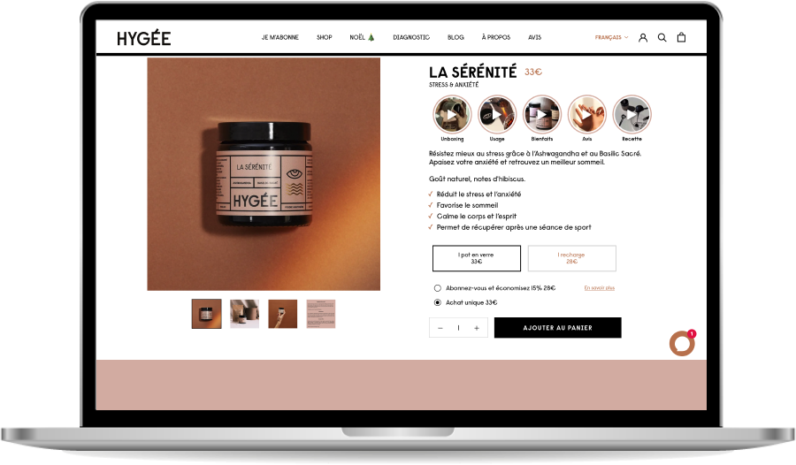 page produit site web hygée réalisation cleever