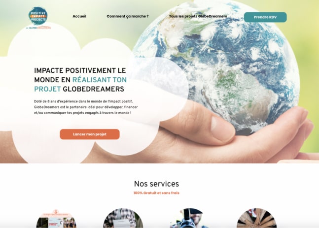 page d'acceuil site web Globedreamers